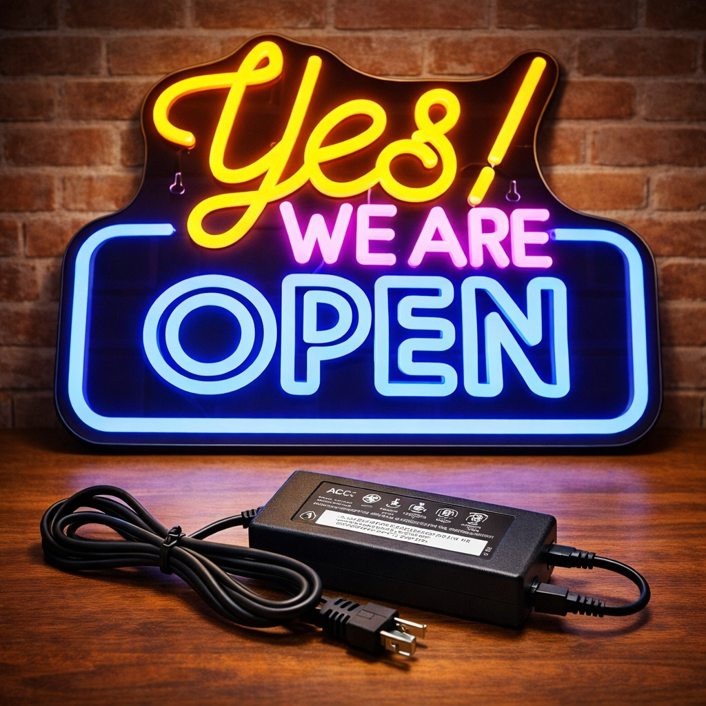 ป้ายไฟนีออน LED YES WE ARE OPEN ป้ายไฟร้าน USB ตกแต่งหน้าร้าน ร้านกาแฟ ร้านอาหาร เปิดร้าน สว่างคมชัด