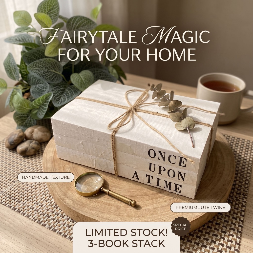 Book Stack มิติใหม่ของหนังสือตกแต่ง สไตล์นอร์ดิก มินิมอล Handmade Texture ผูกเชือกป่าน สำหรับตกแต่งห้อง