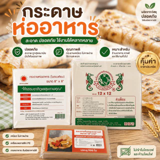 [แบบเคลือบพลาสติก] กระดาษห่ออาหาร กระดาษใบตองเทียม กระดาษใบตอง ตองเทียม เกรดA ห่อข้าวมันไก่ บะหมี่ โรตี ผัดไท ห่ออาหาร