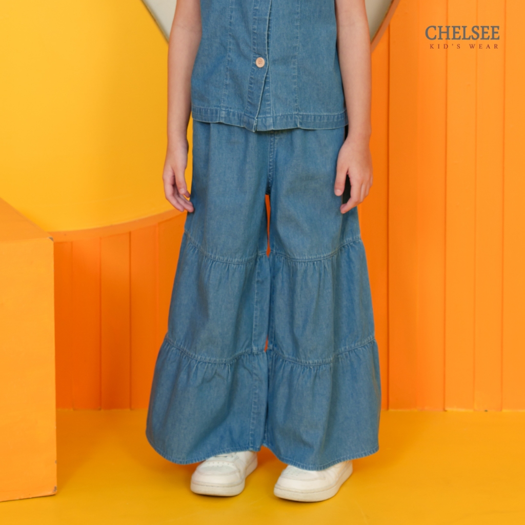 Chelsee طقم بنات بلوزة وجينز واسع — صورة 6