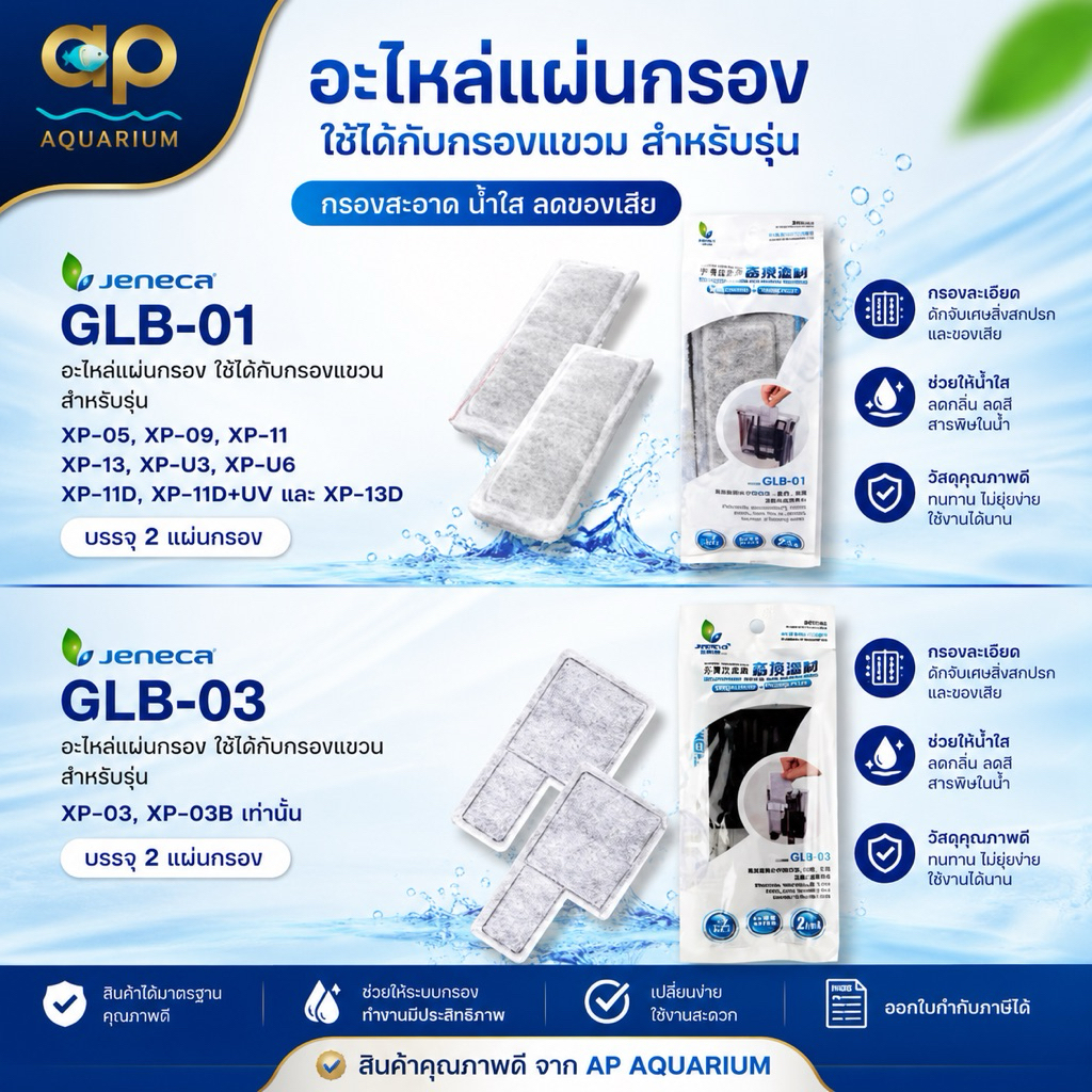 แผ่นกรองแขวน JENECA​ GLB-01/ GLB-03 สำหรับรุ่น XP05/XP09/XP11/XP13