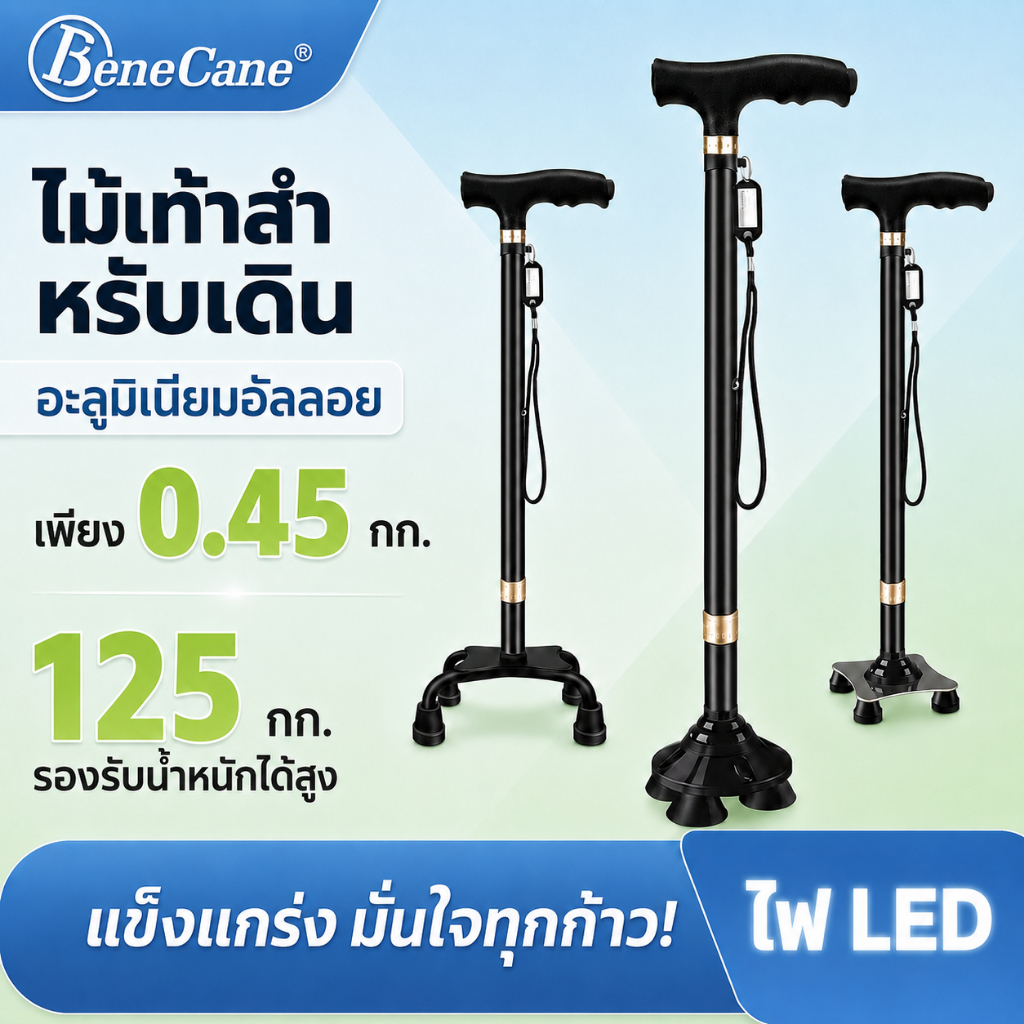 ไม้เท้าช่วยเดินปรับระดับได้ พร้อมไฟ LED น้ำหนักเบา อลูมิเนียมอัลลอย สำหรับผู้สูงอายุ ผู้ใหญ่ ไม้เท้าพับได้ กันลื่น