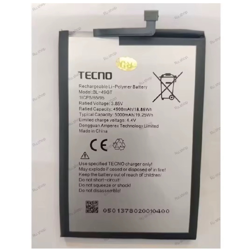 แบตเตอรี่ Tecno Camon 17 17P CG6 CG7 Battery BL-49GT Original แบตแท้ Tecno Camon 17P Model BL-49GT B