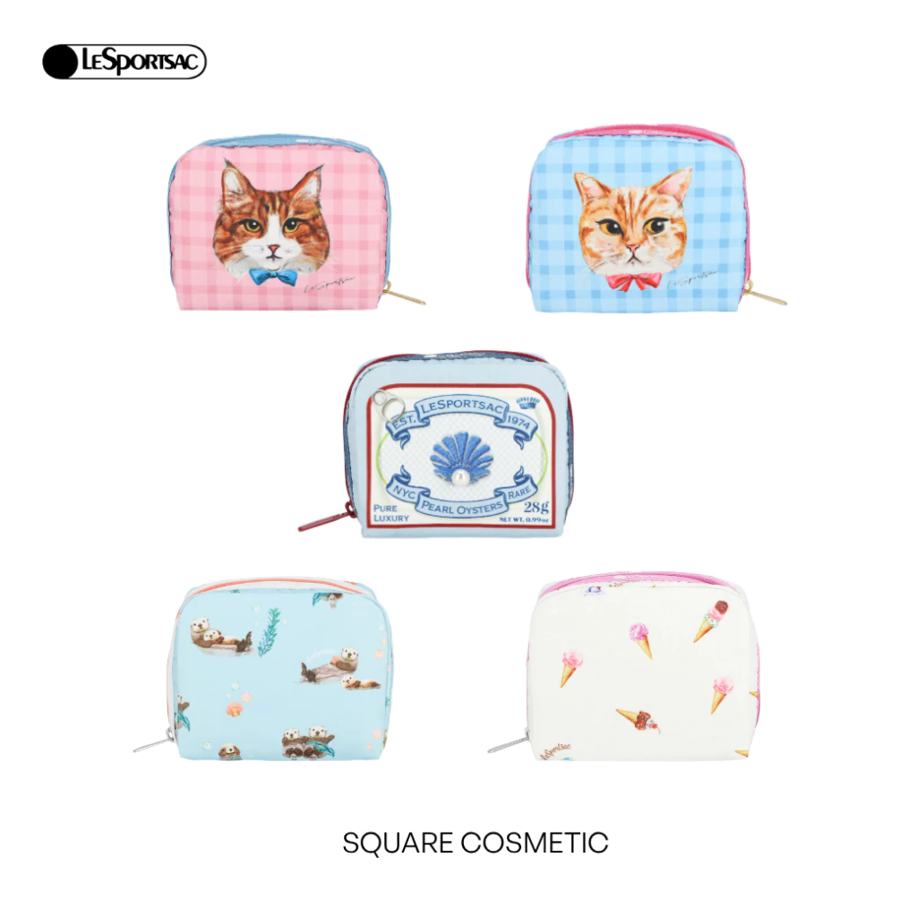 Lesportsac Square Cosmetic Small Bag กระเป๋าใบเล็กเครื่องสำอาง Style 6701