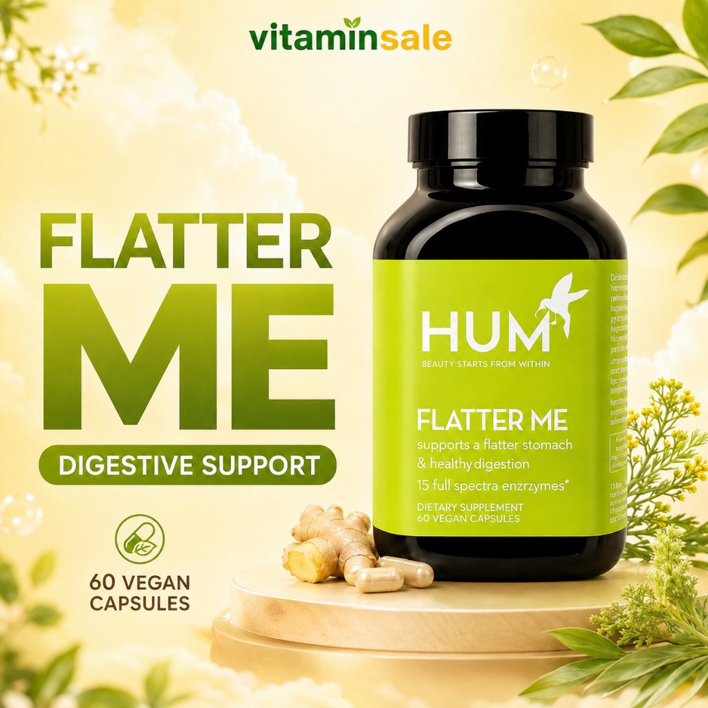 HUM Flatter Me 60 Capsules เอนไซม์จากพืช สูตรดูแลระบบย่อยอาหาร วีแกน