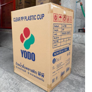 (ยกลัง 1,000 ใบ) ตรา Yodo แก้ว 22 oz. เรียบใส ปาก 95 mm (เนื้อ PP)