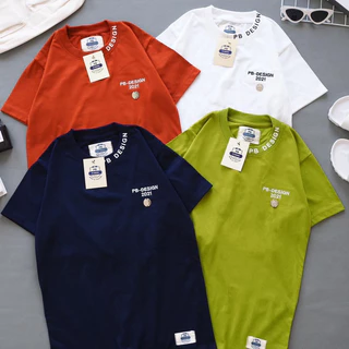 PB DESIGN เสื้อยืดแขนสั้น รุ่นคอแถบใหม่ ผ้าคอตตอนทรงตรง คอกลม S-3XL