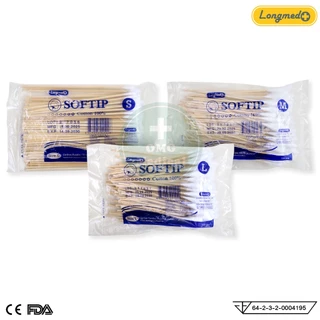 Longmed SOFTIP ไม้พันสำลี Cotton Stick (1ห่อ) ขนาด S,M,L สำลีก้าน สำลีพันไม้ สำลีไม้ ใช้ทำความสะอาด ทำแผล (100ก้าน/ห่อ)
