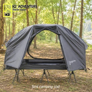 เต็นท์ COT สีดำ 1 คน และเตียงสนาม K2 ADVENTURE น้ำหนักเบา กันฝนกันลม ใส่ปี๊บข้างปี๊บหลังได้ ฯลฯ