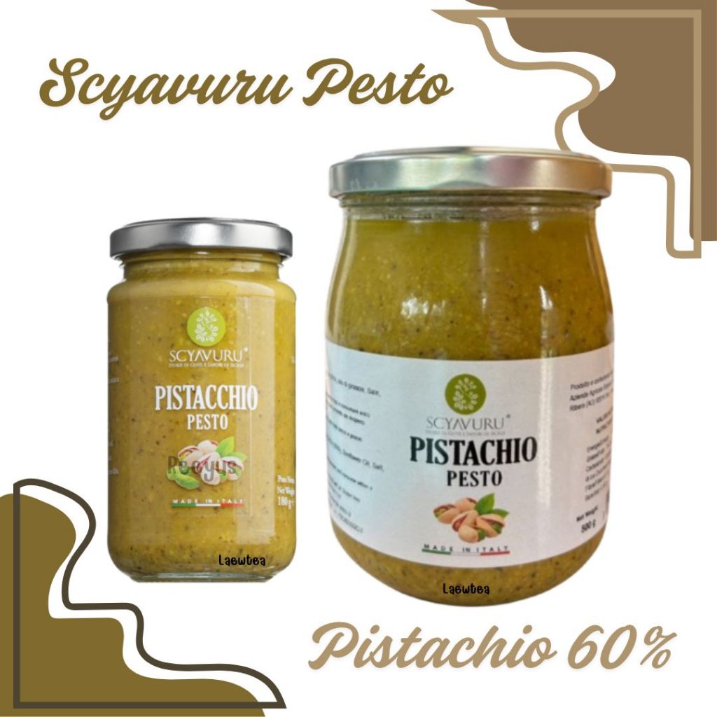 Scyavuru pesto Pistachio sauce เพสโต้สไตล์ซิซิเลียนแท้ที่ผลิตจากพิสตาชิโอบรอนเต จากอิตาลี มี 2 ขนาด