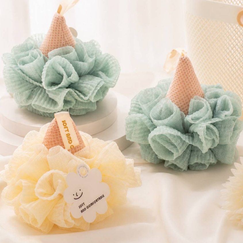 ใยขัดตัวทรงไอศกรีม หนานุ่ม (Ice Cream Bath Sponge) สัมผัสนุ่ม ไม่บาดผิว ตีฟองนุ่มฟู [Z-8301]