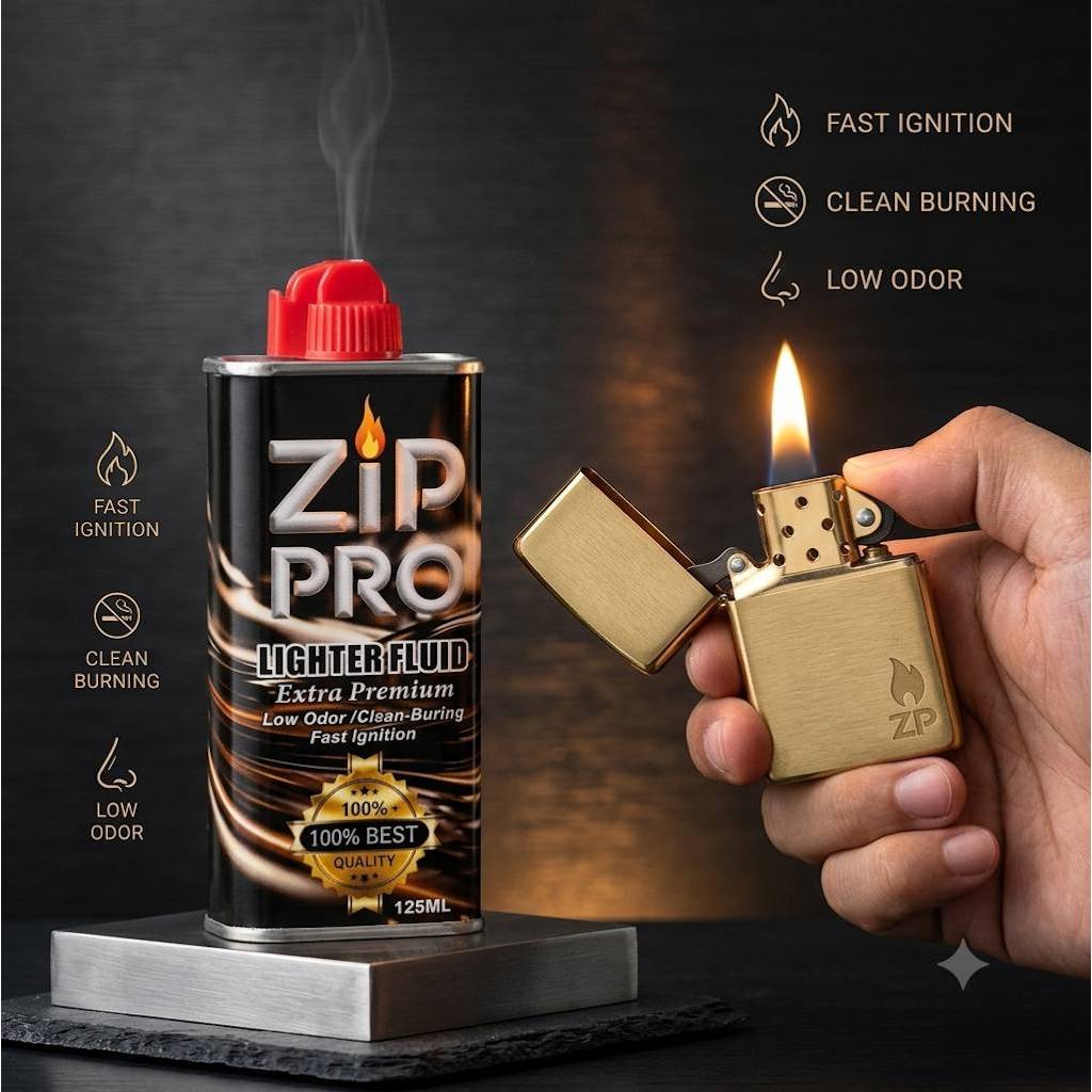 ZIP PRO Lighter Fluid น้ำมันเชื้อเพลิงคุณภาพสูงสำหรับไฟแช็กและอุปกรณ์จุดไฟ