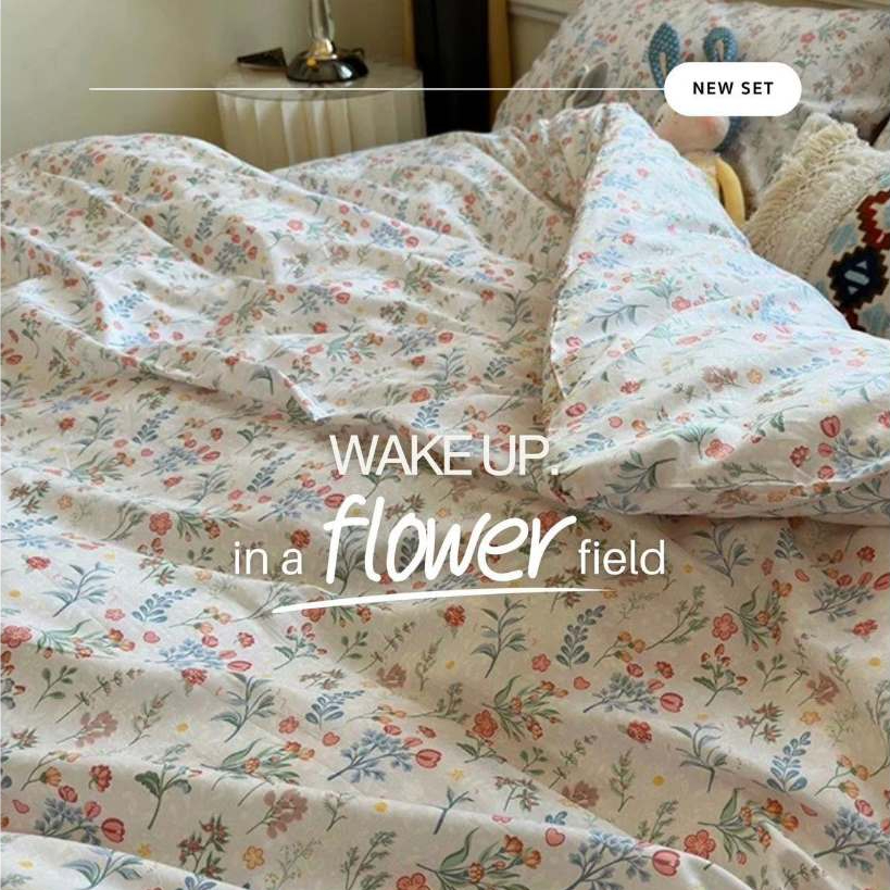 Gooddhome ผ้าปูที่นอนลาย Flower มีให้ครบชุด ฝ้ายแท้ ยิ่งซีกยิ่งนิ่ม  มีให้ครบ 3 ขนาด 3.5 | 5 | 6 ft (GH)