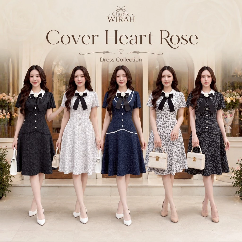 DW465R2 Clover Flower Dressชุดเดรสสั้น ผ้าชีฟองอัดพลีท ผ้าคริงเกิ้ลชีฟอง" (Crinkle Chiffon) พิมพ์ลายใบโคลเวอร์
