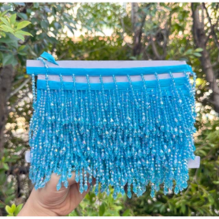 ชายครุยระย้า ชายครุยคริสตัล เงาสวยระยิบระยับสีสวย ราคาต่อ1หลา ใช้ตกแต่งเสื้อผ้า กระเป๋า งานฝีมือDiy