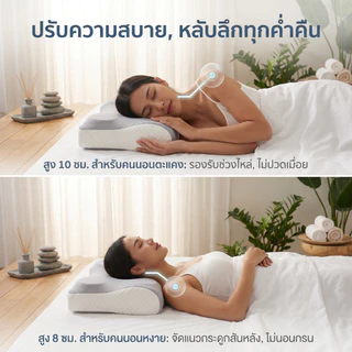 หมอนผีเสื้อ เมมโมรี่โฟมเพื่อสุขภาพ ดีไซน์สรีรศาสตร์ รองรับคอบ่า ลดปวดคอ นุ่มระบายอากาศ