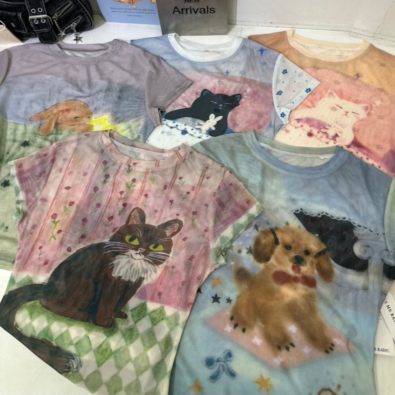 A1085 | เสื้อยืดลายอาร์ตสุดน่ารัก มีให้เลือกถึง 5 ลาย แต่ละลายน่ารักไม่ซ้ำ