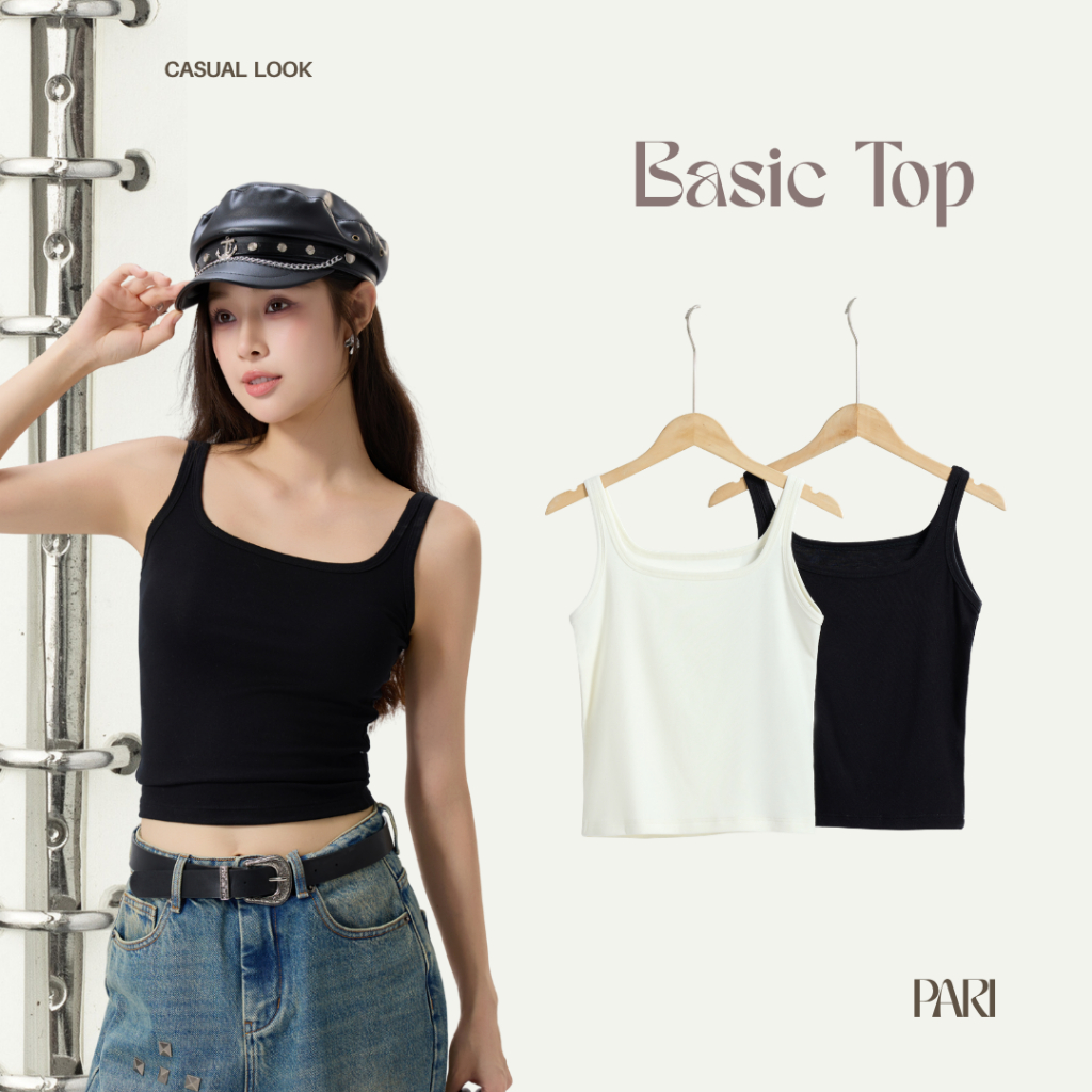 PARI เสื้อสายเดี่ยวรุ่น Basic Top รหัส PARI26002 ขนาดFREESIZE รอบอก28-34 นิ้ว