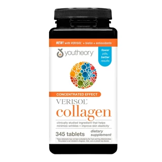 (Exp.10/2027)Youtheory Collagen Biotin 345 เม็ด Youtheory Concentrated Effect Verisol Collagen with Biotin, 345 Tablets