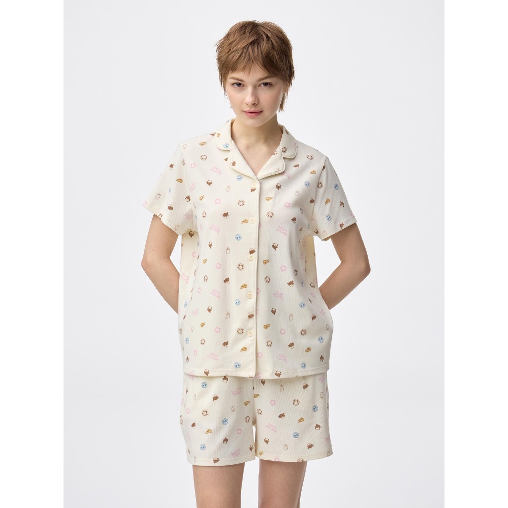GU ชุดนอนแขนสั้น ขาสั้น  ผ้าคอตตอนผสม ลายโคนัน / GU Cotton Blend Pajamas (Short Sleeve & Shorts) - Detective Conan