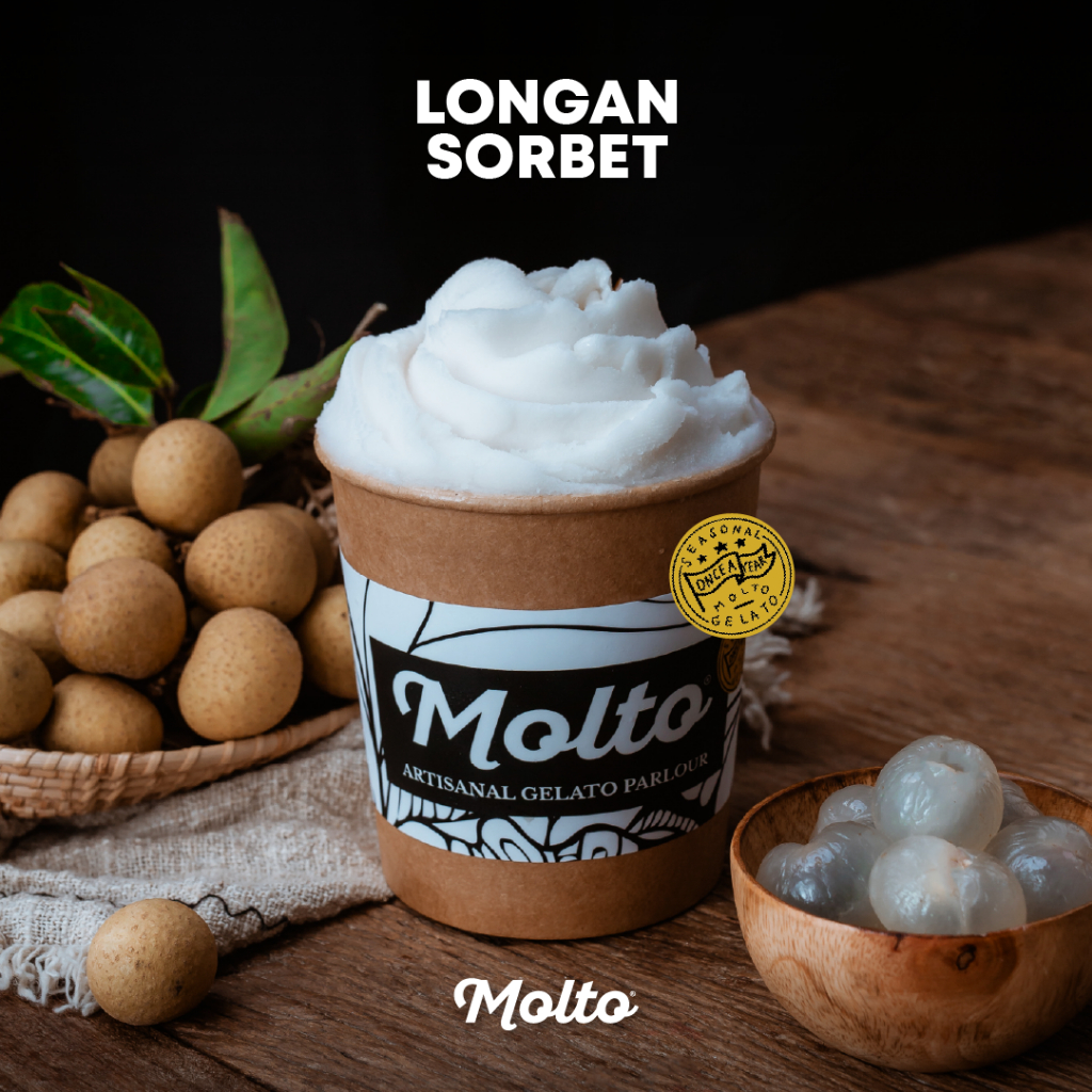 Longan Sorbet (ไอศกรีม ลำไย ซอร์เบต์ 1 ถ้วย 16 oz.) - Molto premium Gelato