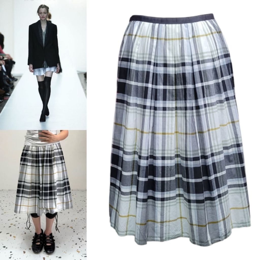 Margaret Howell Graphic Check Gather Skirt