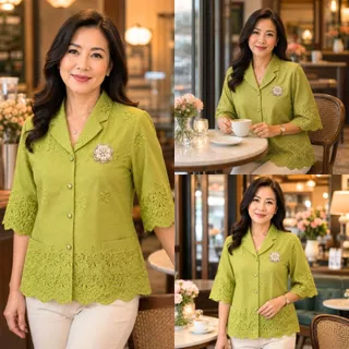 ร้านแชมป์อุดร เสื้อลูกไม้ผ้าบางคอฮาวาย มีมากกว่า 10 สี S,M,L,XL,2L,3L เสื้อเชิ๊ตหญิง ชุดไปวัด