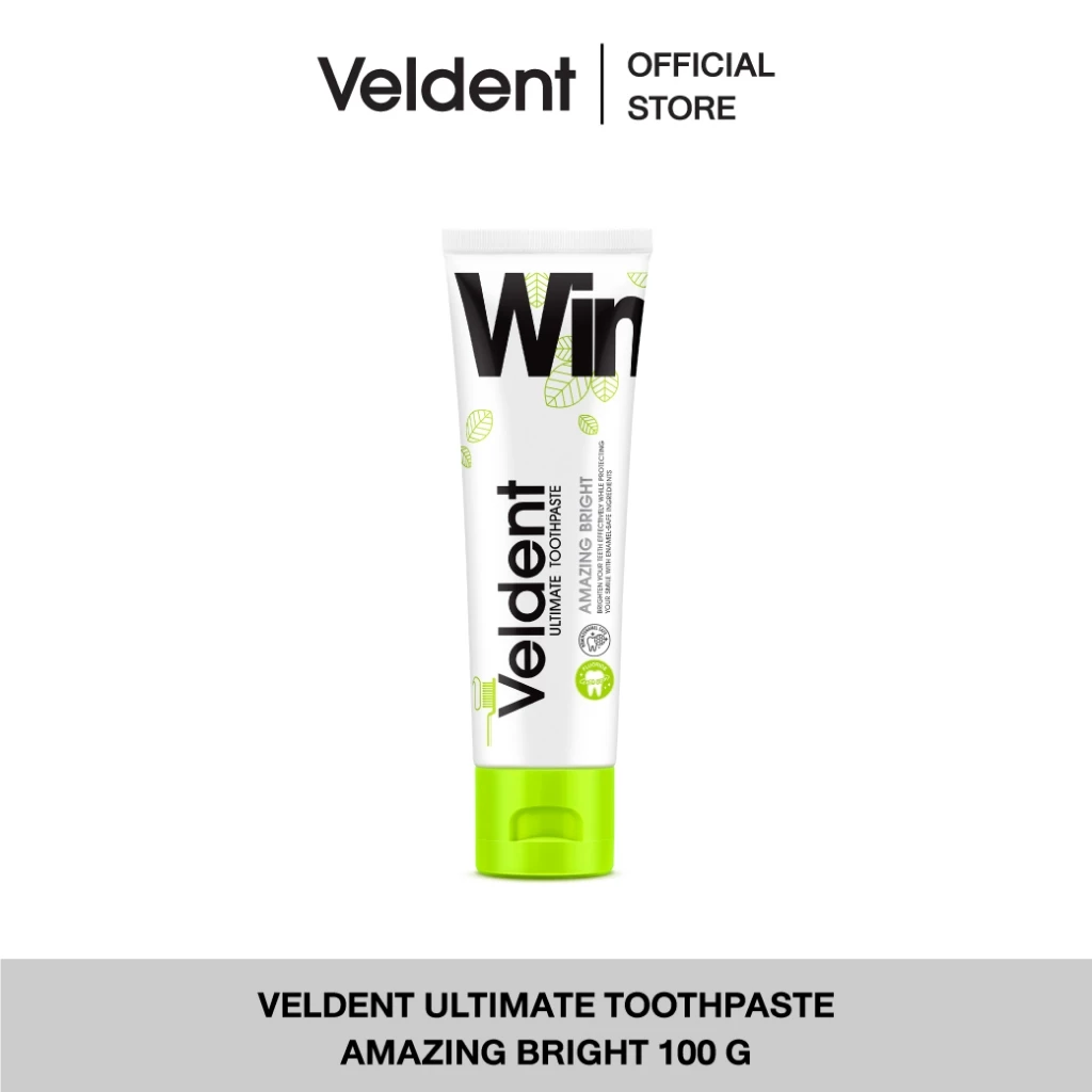 VELDENT ULTIMATE AMAZING BRIGHT TOOTHPASTE ยาสีฟันเวลเดนท์ สูตรขาวไบรท์ ไม่ทำร้ายเคลือบฟัน 100 g. พลัสฟลูออไรด์