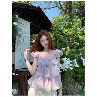 เสื้อซีฟองแต่งระบายชั้น