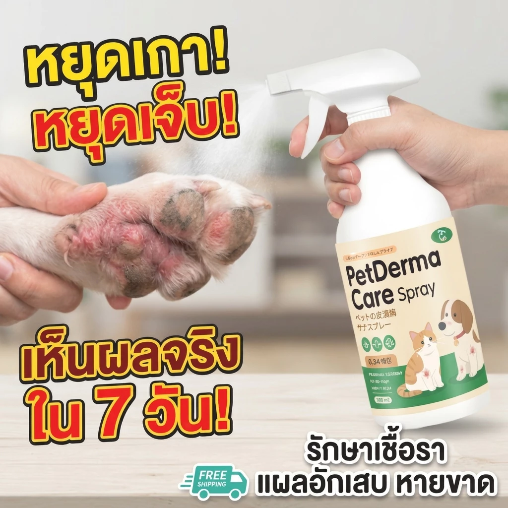 🐶หยุดคัน เห็นผลไว🐶 สเปรย์เชื้อราแมว สเปรย์ผิวหนังสัตว์เลี้ยง สเปรย์ฉีดแผลแมว สุนัขแมว 500ml
