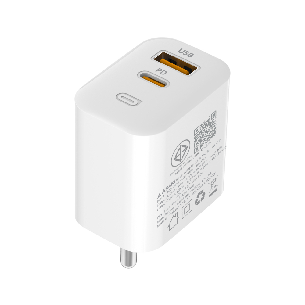 ASAKI อะแดปเตอร์ 1 USB-A / 1 USB-C ชาร์จไว PD33W รูปที่ 4