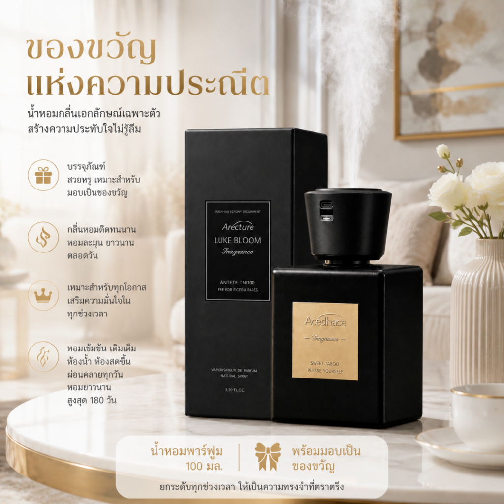 ก้านไม้หอม 500 มล. ความจุใหญ่ กลิ่นโรงแรมชางรีล่า สีทองดำพรีเมียม น้ำหอมอโรม่า Reed Diffuser ก้านน้ำหอม น้ำมันหอมระเหย