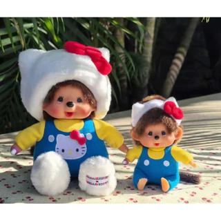 🇯🇵 นำเข้าจากญี่ปุ่น 💖 Monchhichi x Hello Kitty พวงกุญแจตุ๊กตา คอลเลกชันครบรอบ 50 ปี ห้อยกระเป๋า 🎀