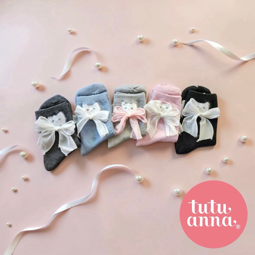 tutu anna Cat Ribbon Socks (gray)