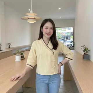 เสื้อผ้าฝ้ายผู้หญิง เสื้อทรงป้ายเจ้านาง กระดุมจีน งานปักมือ Handmade ผ้าฝ้ายเนื้อดี
