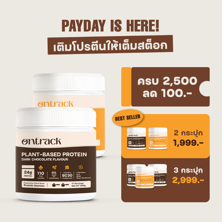 [PayDay Deal] Set 2 กระปุก Ontrack โปรตีนพืช (Plant Protein) 500g 17 serving