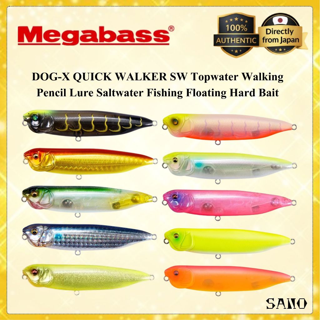 Megabass DOG-X QUICK WALKER SW Topwater Walking Pencil Lure Saltwater Fishing Floating Hard Bait