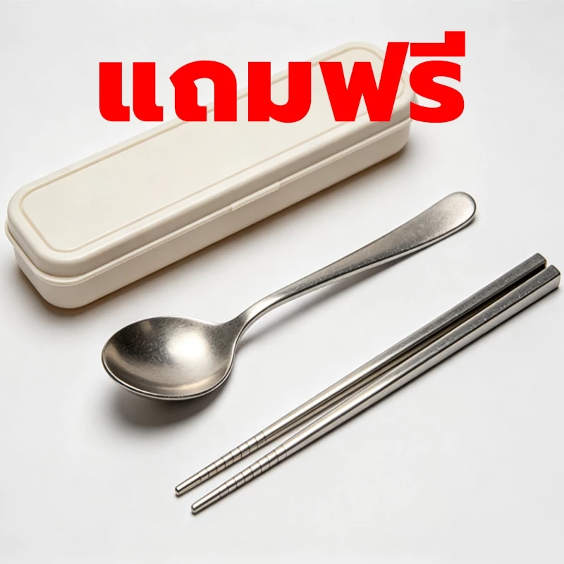 ถุงเก็บความเย็นของกล่องอาหารกลางวัน ช้อนซุป และตะเกียบ