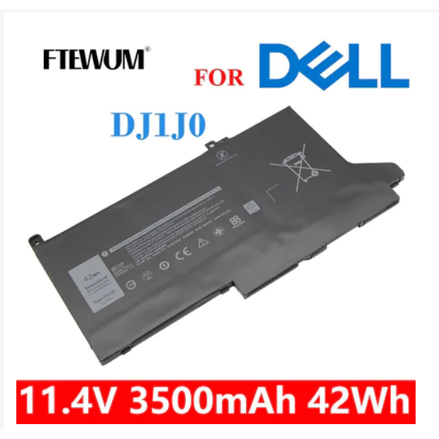 DJ1J0 11.4V 3 Cells แบตเตอรี่แล็ปท็อปสำหรับ Dell 7480 2X39G Latitude 12 7000 7280 7290 E7280 E7290 4