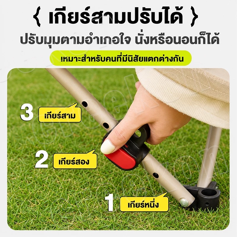 เก้าอี้แคมป์ปิ้งพนักพิงสูง พับได้แบบพกพา ท่ออลูมิเนียม thumbnail 4