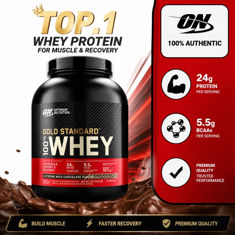 Optimum Nutrition Gold Standard 100% Whey Protein 5Lbs เวย์โปรตีนไอโซเลต 24g โปรตีนต่อหนึ่งหน่วยบริโภค