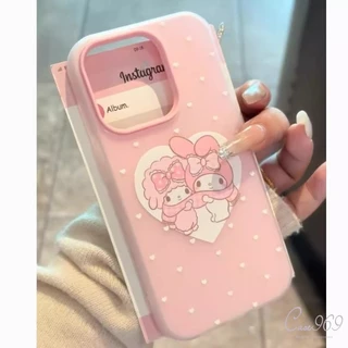 เคสไอโฟน 15 สำหรับ IPhone 16 13 12 11 Pro Max 16 15 7 8 Plus XS X XR Max ผ้าพันคอลายเมโลดี้โบว์หัวใจสุดน่ารักแบบใหม่2in1