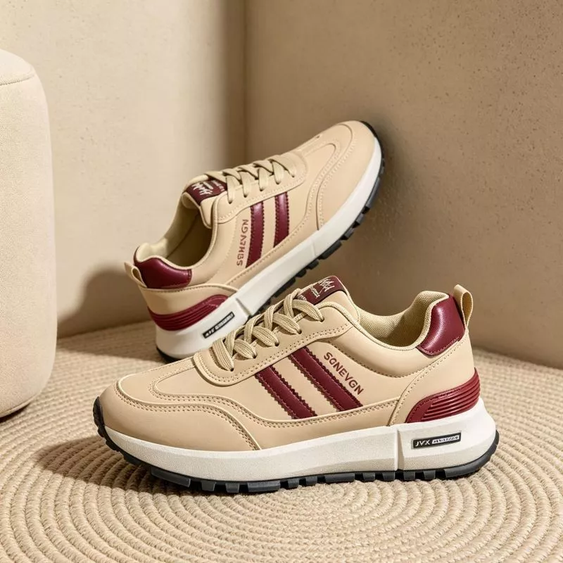 Fshoes รองเท้าวิ่งผู้หญิงส้นหนา พื้นในนุ่ม นุ่มเด้งไม่ยุบตัว ไม่เมื่อยขา กันลื่น ทนทาน เสริมสรีระ