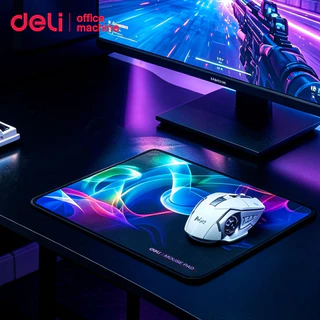 Deli แผ่นรองเมาส์ แผ่นรองเมาส์เกมมิ่ง เย็บขอบ กันลื่น ผิวเรียบ ควบคุมเมาส์แม่นยำ หนา 3 มม. Mouse Pad