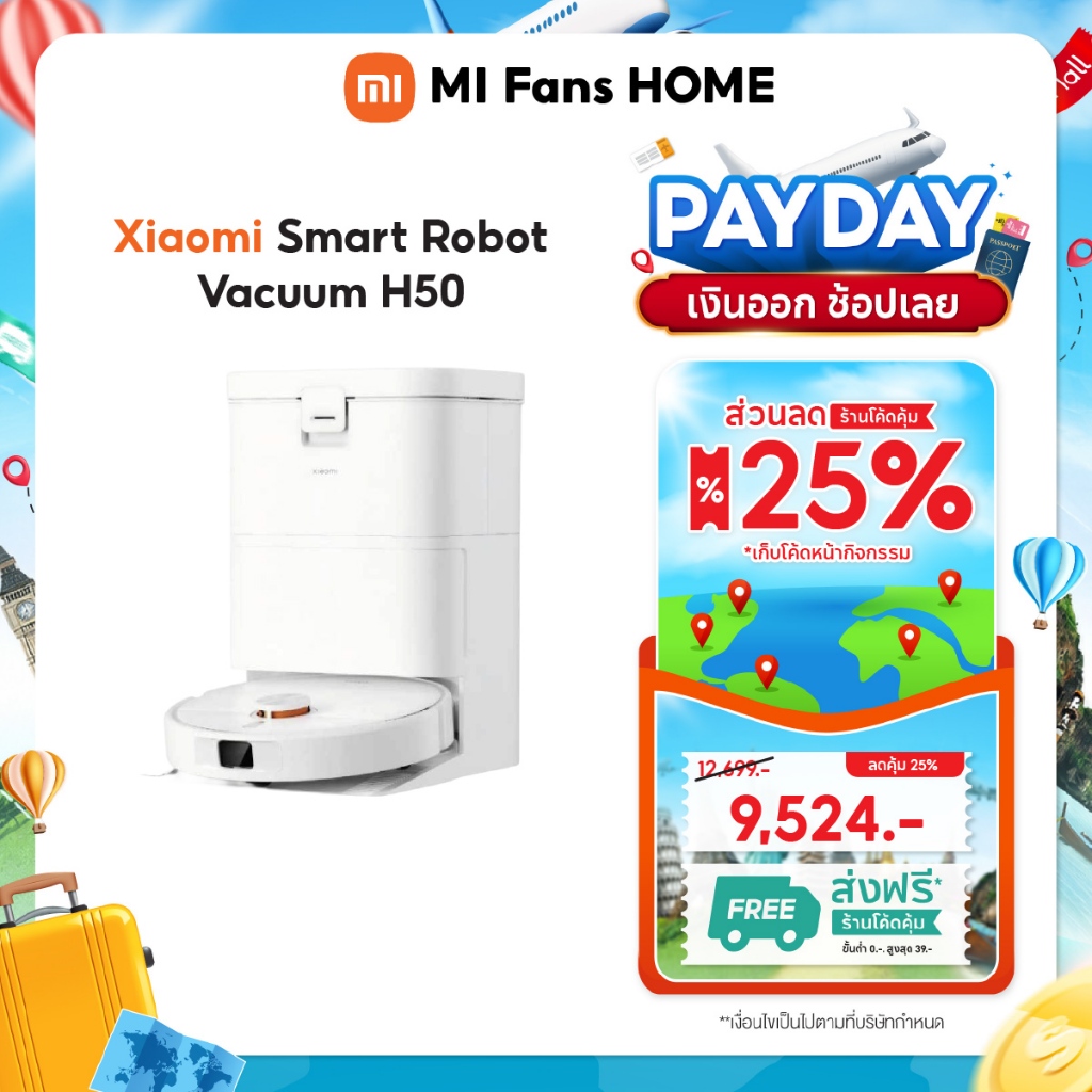 (NEW ) Xiaomi Smart Robot Vacuum H50 พลังดูดแรง 10,000Pa คําแนะนําด้วยเลเซอร์ LDS แผนที่ 360° การควบคุมด้วยแอพ