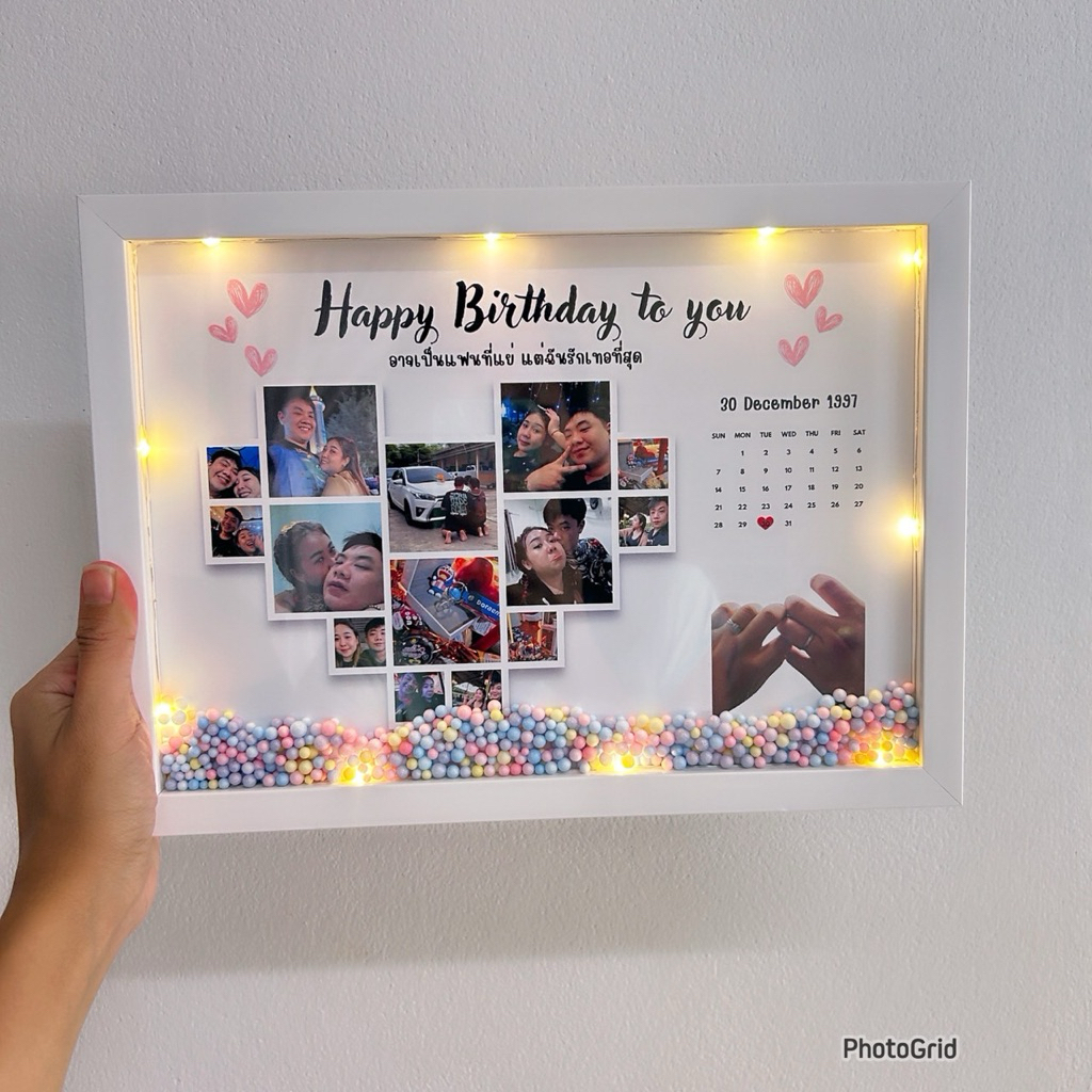 (พร้อมส่งจัดส่งถึงไวกว่าที่แจ้งในระบบ) กรอบรูปเดียวมีโฟมมีไฟ กรอบเขย่า  กรอบโฟม มีไฟ 4x6/5x7/A4 ของข