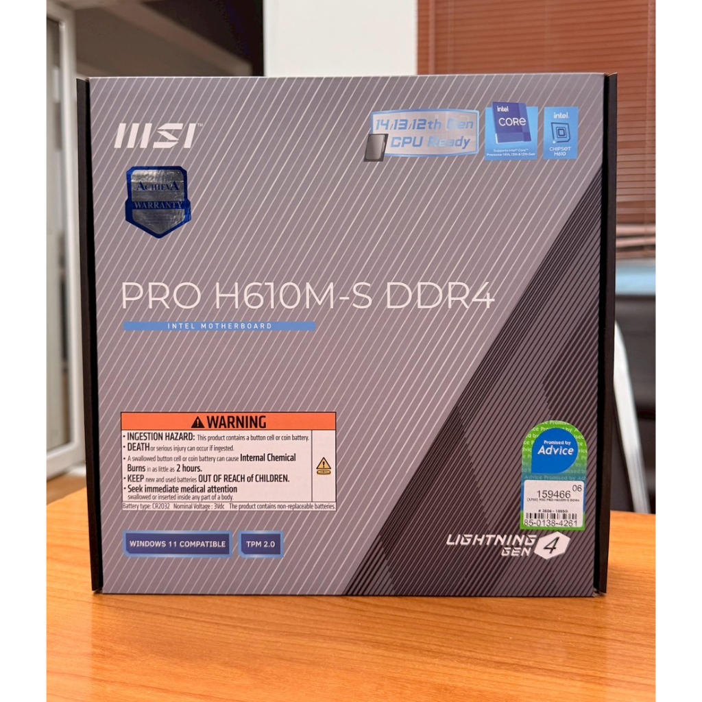 M/B MSI PRO H610M-S DDR4 - INTEL SOCKET 1700 M-ATX (GEN12-14) มือ1 ประกัน ADVICE 3 ปี 07/2572