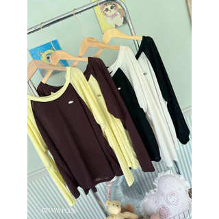 (🎀shopee video & liveมีส่วนลด+ส่งฟรี🎀) เสื้อครอปแขนยาวปาดไหล่ งานดีเทลแต่งอะไหล่อก (38-52)