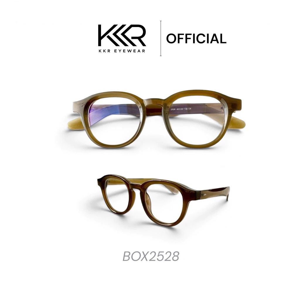 KKR EYEWEAR แว่นกรองแสงสีฟ้า กรอบเรโทร สายตาปกติสำเร็จรูป(มีค่าสายตาตัดใหม่) ตัดสายตาเลนส์แท้ อย.ไทย BOX2528