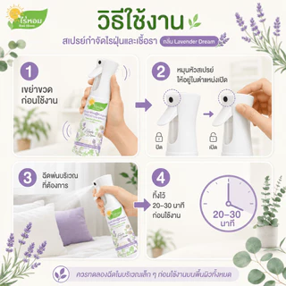 แพ็คคู่ราคาดี ไร่หอม - สเปรย์ไรฝุ่นและเชื้อรา กลิ่นลาเวนเดอร์ Lavender Dream ขนาด 250 มล.